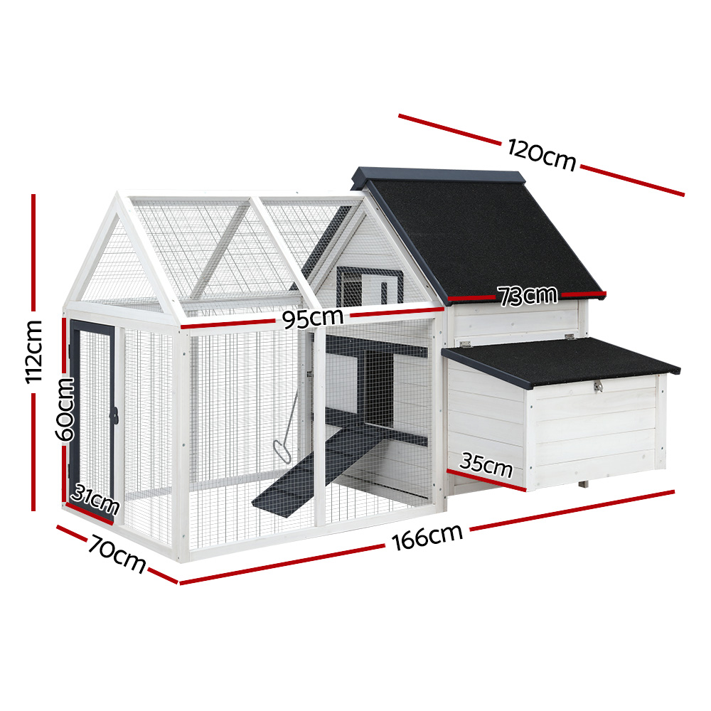 i.Pet Chicken Coop Rabbit Hutch 166cm x 120cm x 112cm Large Chicken Coop House Run Cage Wooden โ image 2