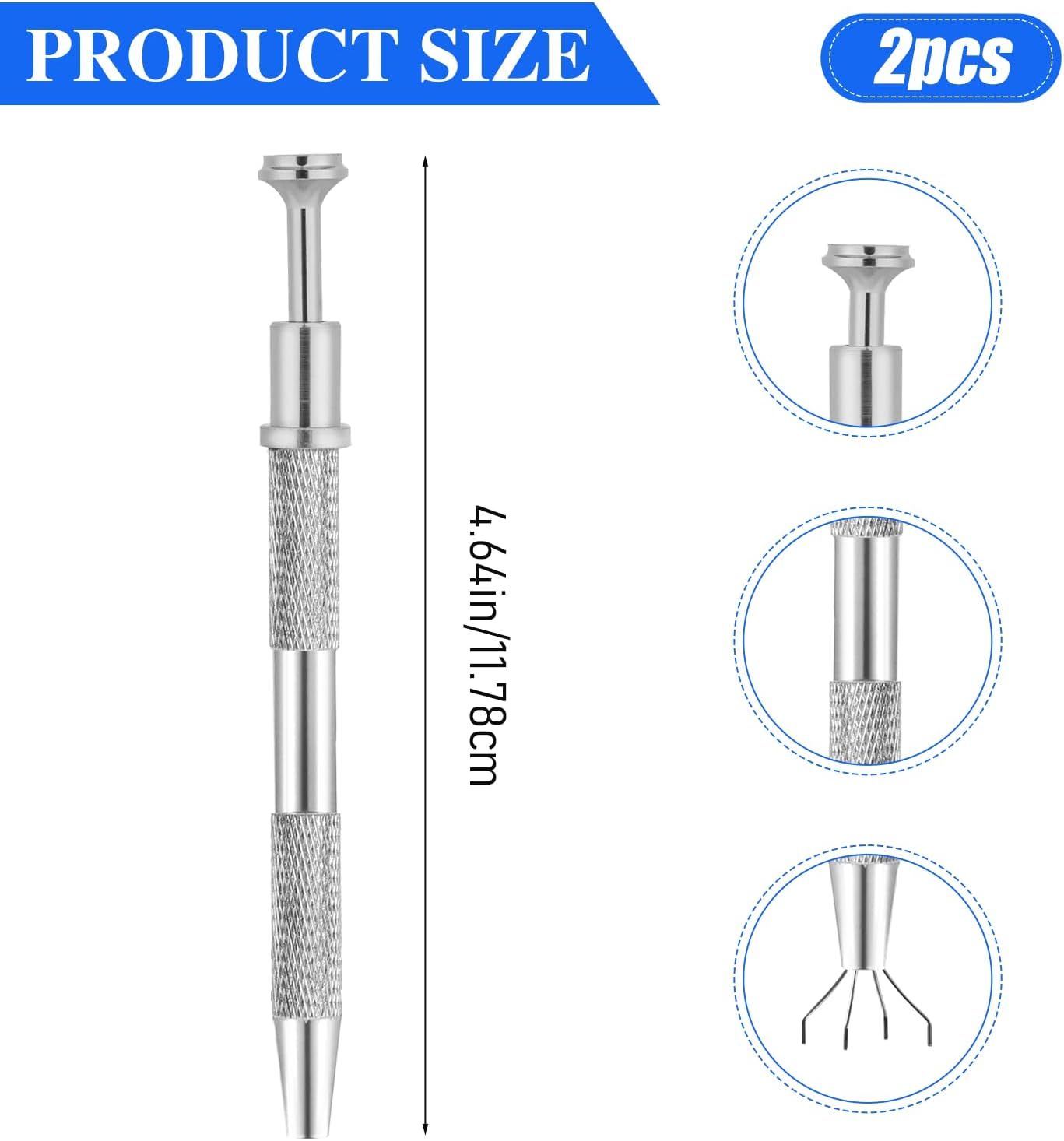 2Pcs 4 Prongs Jeweler's Pick Up Tool 4 Prong Diamond Claw Tweezers Pearl Grabber Pick Up Tool Piercing Ball Grabber for Tiny Objects Ic Chips Electronic — image 3