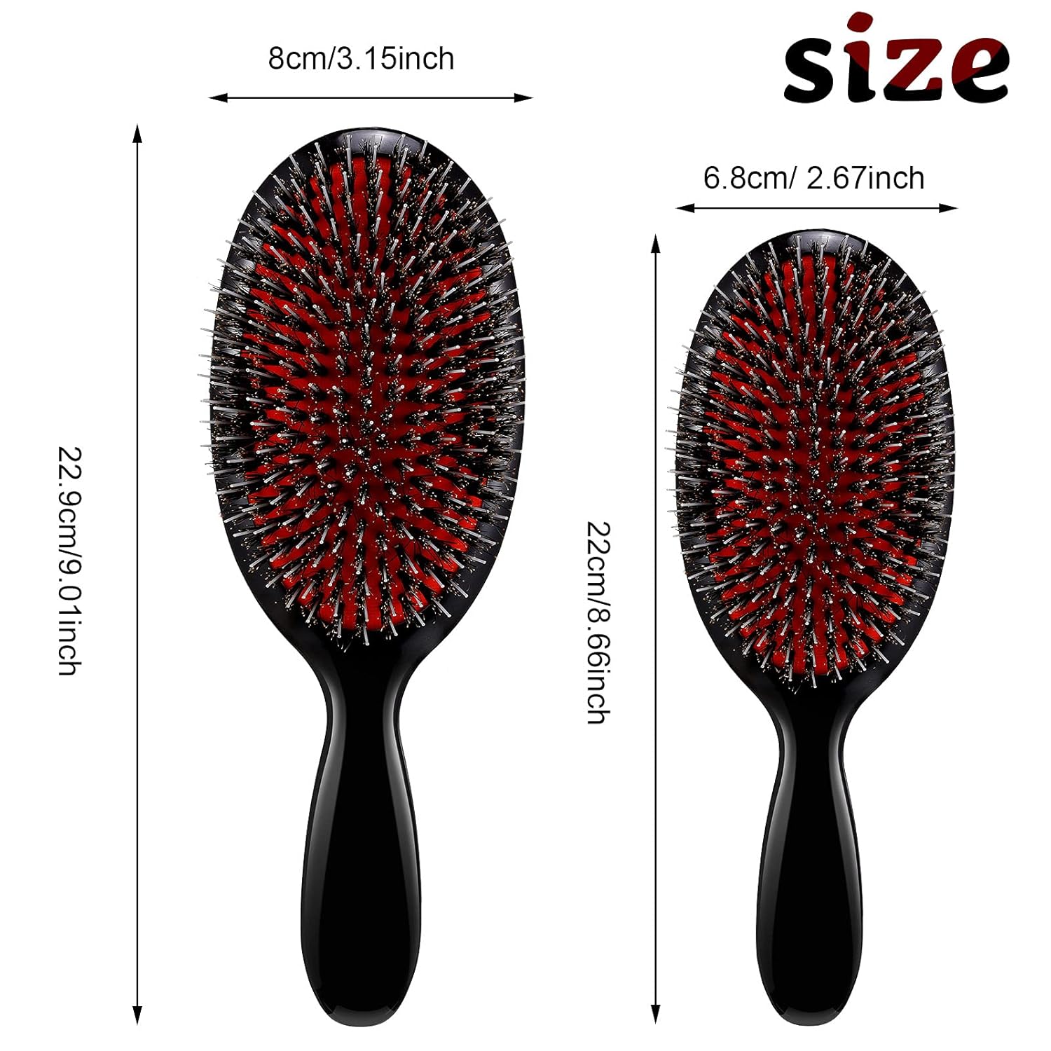 Hair Brushes, 2 Pieces Boar Bristle Hair Brushes with Nylon Quill, Natural Bristles Hair Extensions for Women, Men and Kids, Promotes Smooth and Healthy Hair โ image 2