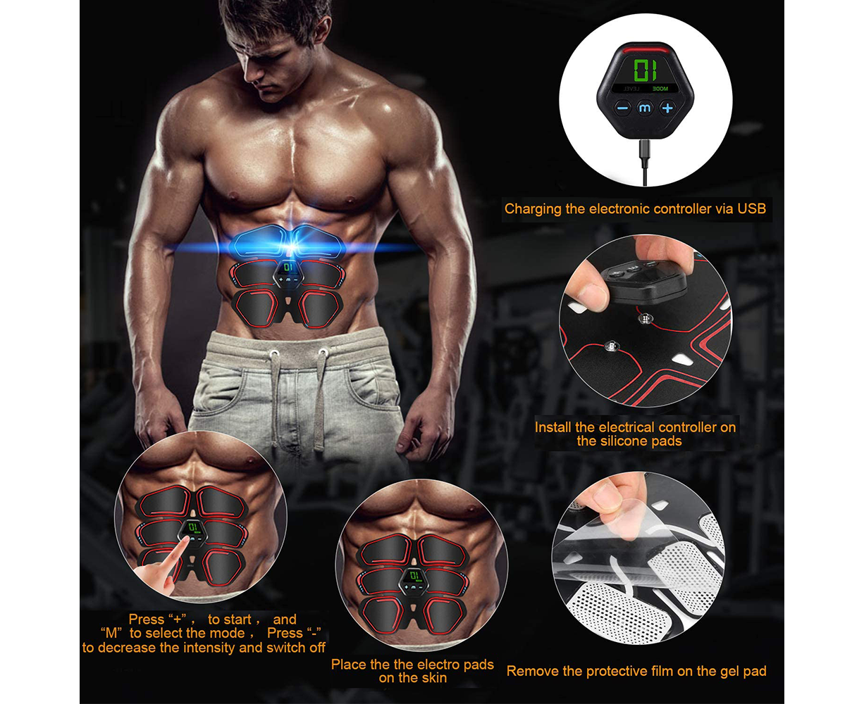 Muscle Toner Abdominal Toning Belt ABS Toner Body Muscle Trainer Wireless Portable Unisex Fitness Training Gear - Red โ image 5