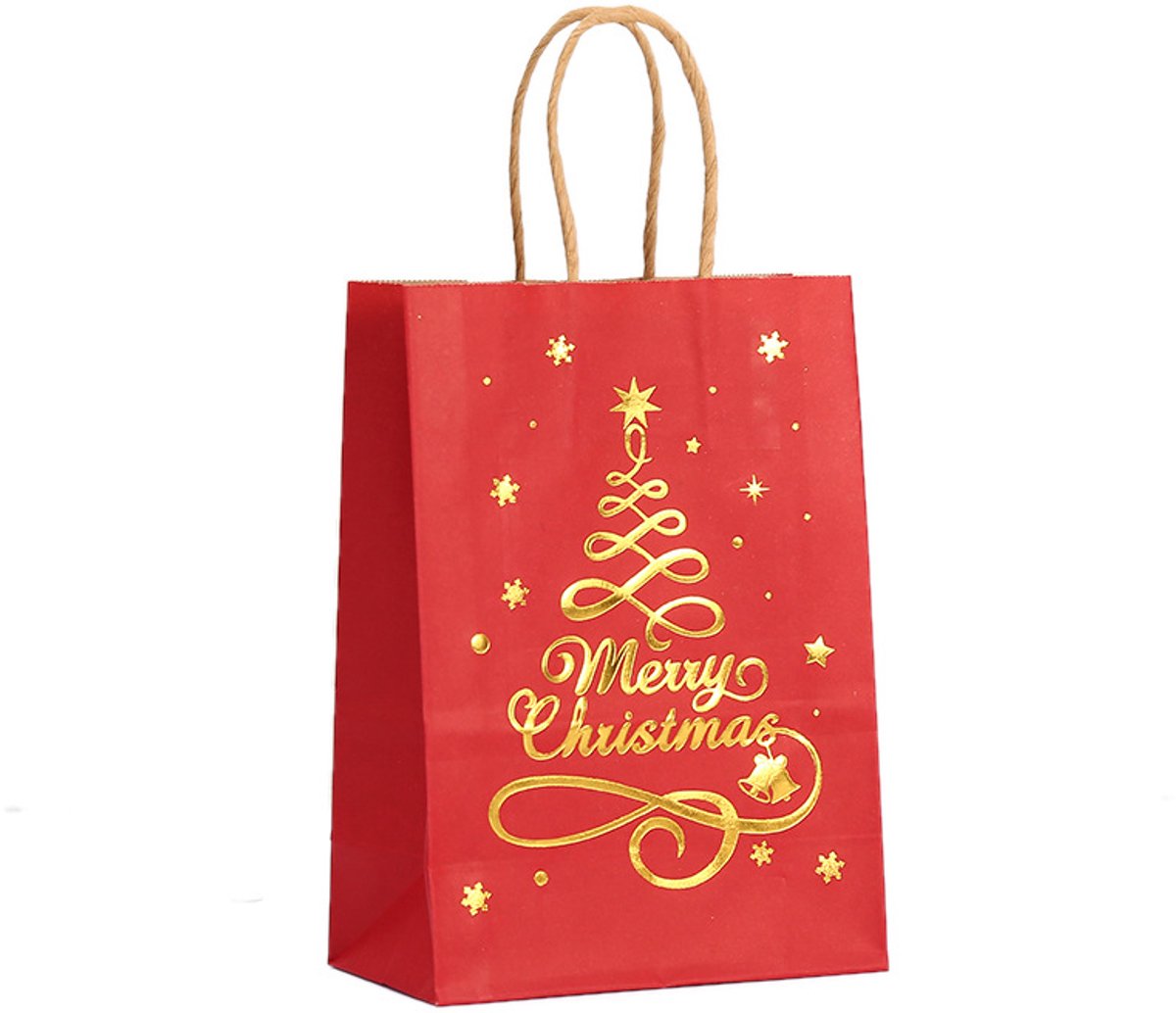 Gift Bags - 12 pieces - Kraft paper gift Bags - Tote bags - Christmas paper bags with print - Party wrapping bags — image 5