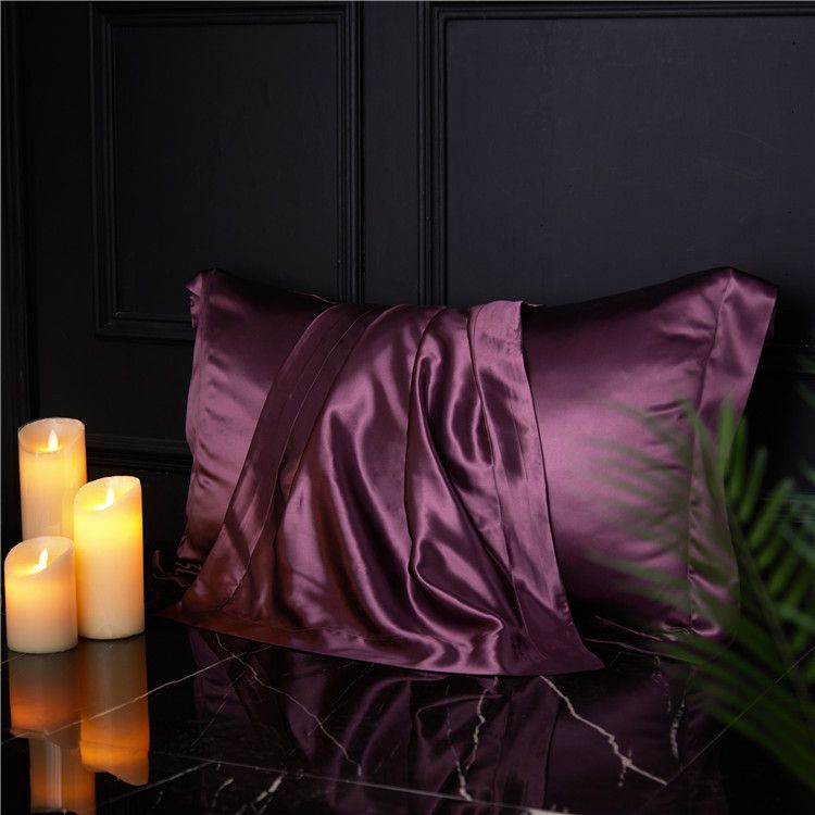 Silk Pillowcase 19 Momme Wide Edge Leng Yan Purple 48*74+8