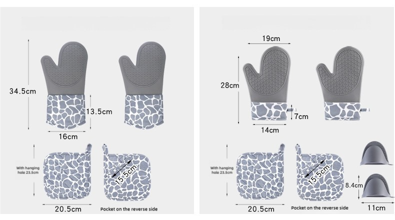 Grey 6-Piece Set Silicone Oven Mitts & Pot Holders Set - Heat-Resistant, Non-Slip, Comfortable, and Stylish Kitchen Essentials for Cooking & Baking โ image 2