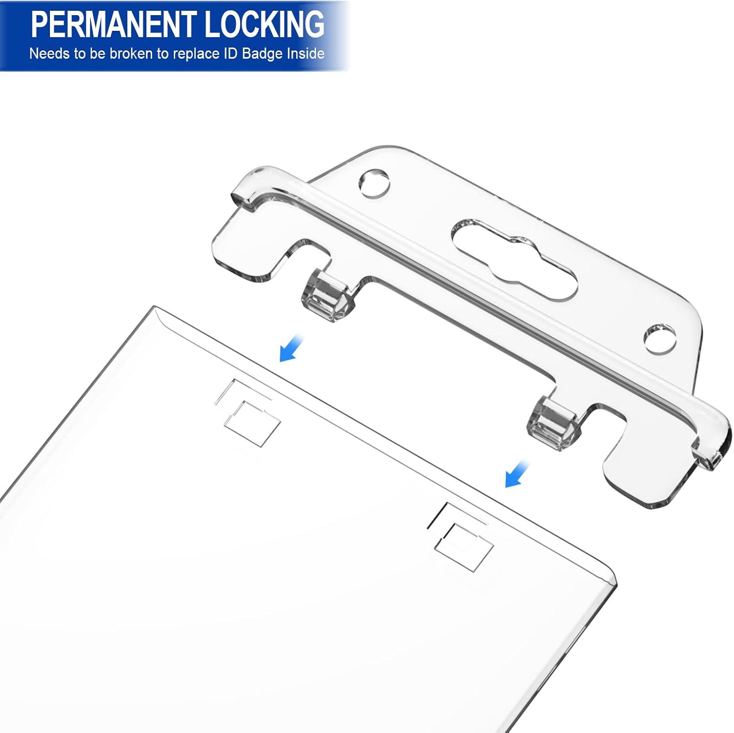Clear ID Badge Holder Hard Plastic ID Holder for Lanyard by, Permanent Locking, Vertical, 10 Pack — image 3