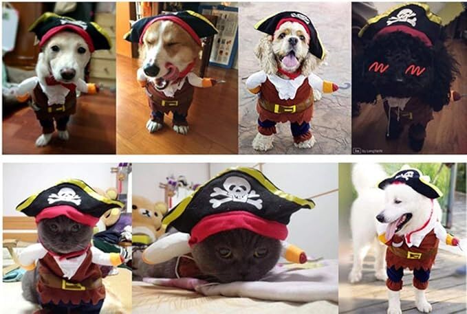 pet products New Funny Pet Clothes Pirate Dog Cat Costume Suit Corsair Dressing up Party Apparel Clothing for Cat Dog Plus Hat — image 4