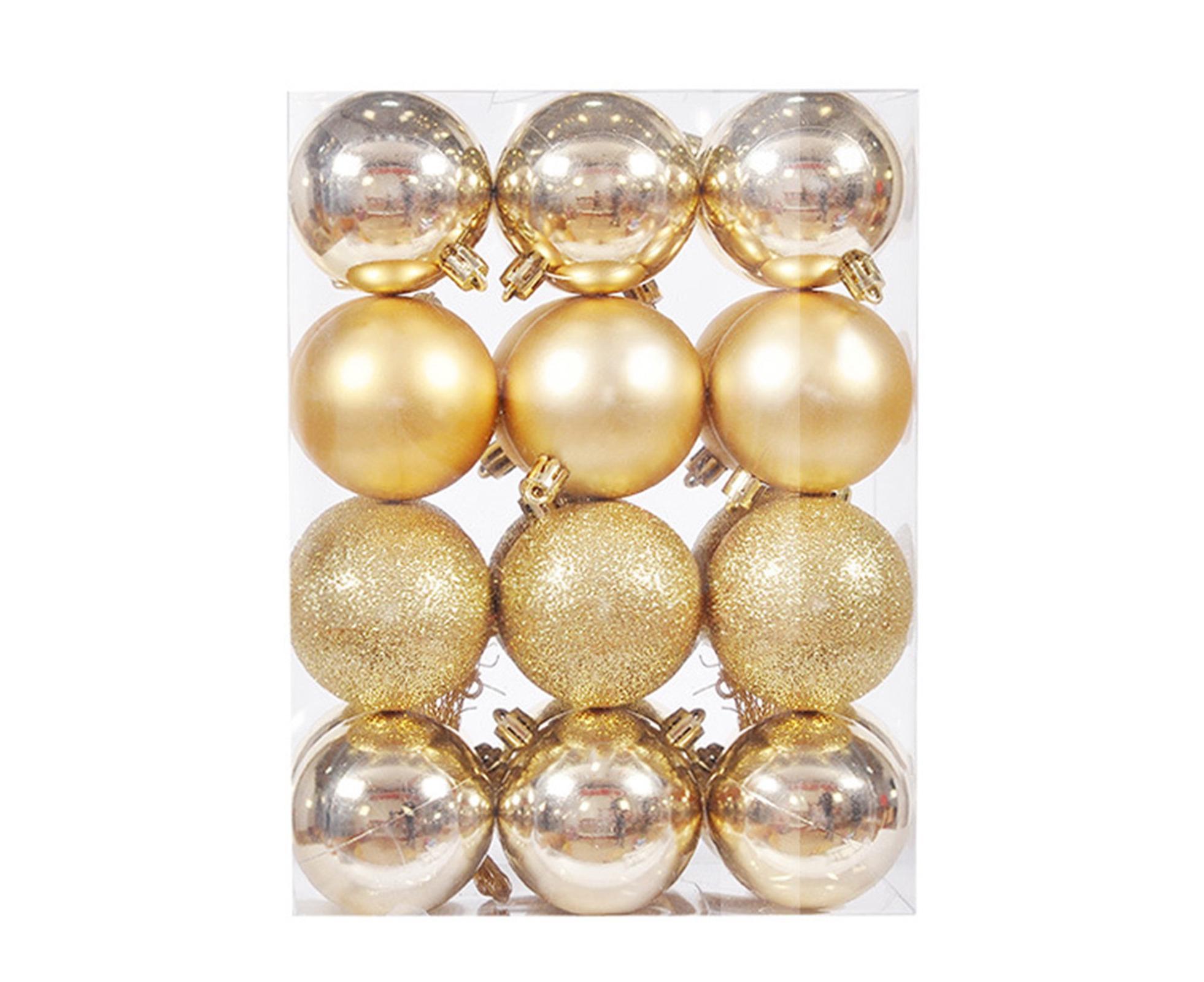 24Pcs Xmas Balls Glitter-Golden 4cm