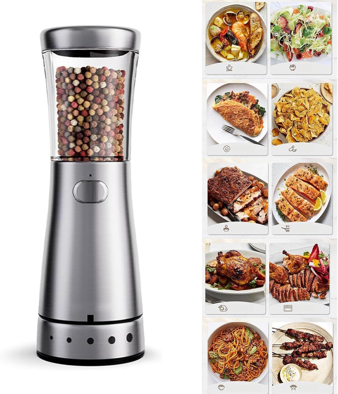 Fully automatic pepper grinder -5 adjustable gear pepper grinder, kitchen stainless steel salt grinder Charging seasoning grinder โ image 4