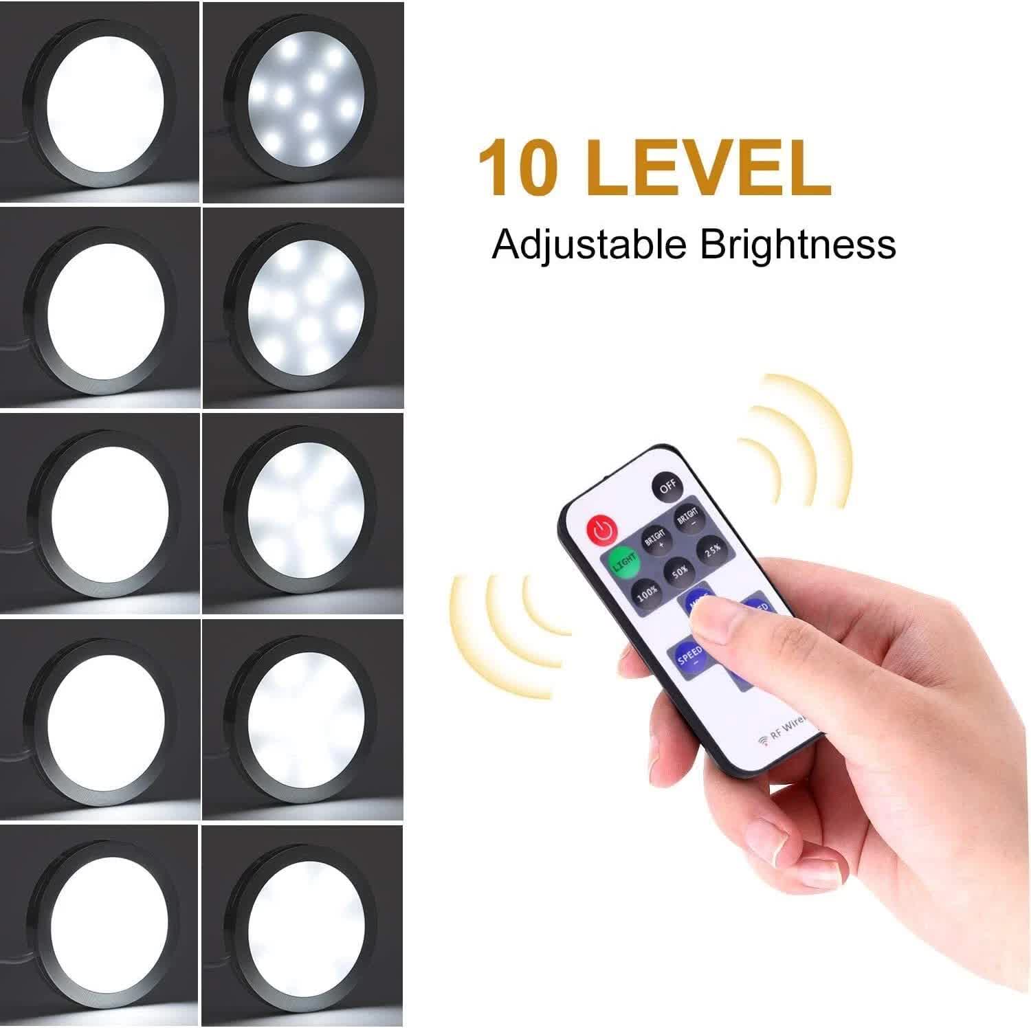 Linkable Under Cabinet LED Lighting 12V Dimmable Puck Lights with Wireless RF Remote Control, Hardwired & Wall Plug in for Kitchen Mood Lighting,Daylight White โ image 5