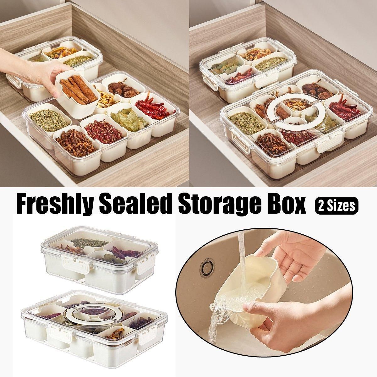 Food Grade Airtight Storage Box Portable Multi-compartment Seasoning Container - Small β image 2