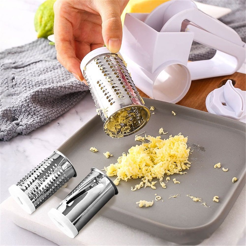 Rotary Cheese Grater with 3 Stainless Steel Drums – Manual Hand Crank Grater for Parmesan, Hard Cheese, Chocolate, Nuts – Durable Handheld Kitchen Tool (White) — image 3