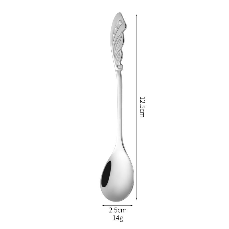 4-Piece Four Creative Leaf Tea Spoon Dessert Sugar Spoon, Ice Cream Spoon Stirring Milkshake Spoon Set for Tableware Kitchen — image 4