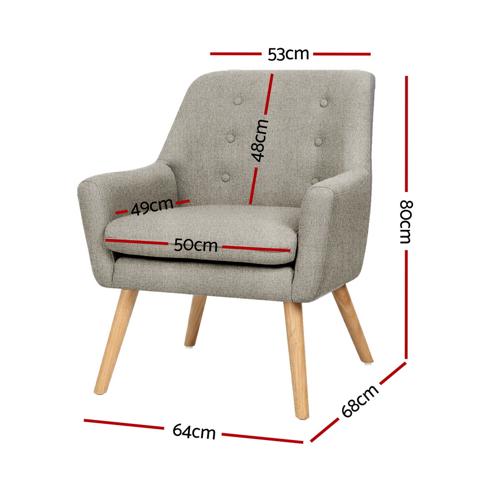 Artiss 2X Armchair Lounge Chair Accent Tub Chair Beige ANNE β image 2