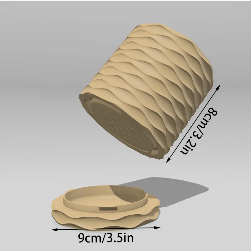3D Printed Modern Wave Flower Pot - Water-Storing Rotating Base, Light Blue, Single Piece — image 4