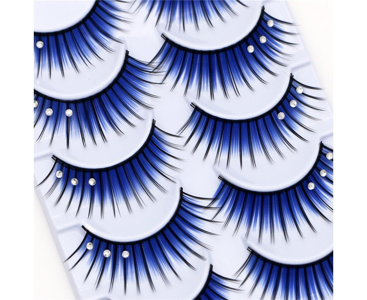 5 Pairs Dual Colors Glitter Rhinestones Artificial Eyelash Party Makeup Tool — image 3