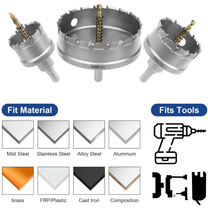 Bi-Metal Hole Saw, 45Mm Industrial Grade Stainless Steel Tct Carbide, High Speed Steel Metal Alloy Hole Saw For Metal — image 4