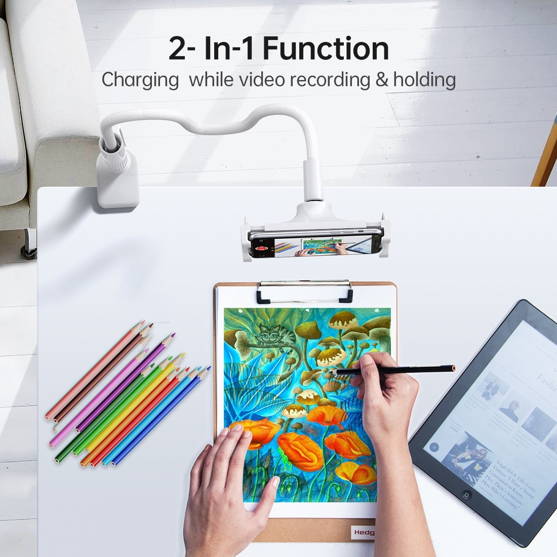 CHOETECH T584-F 2-in-1 15W Phone Mount with Fast Wireless Charger (for 4-7 inch) — image 3