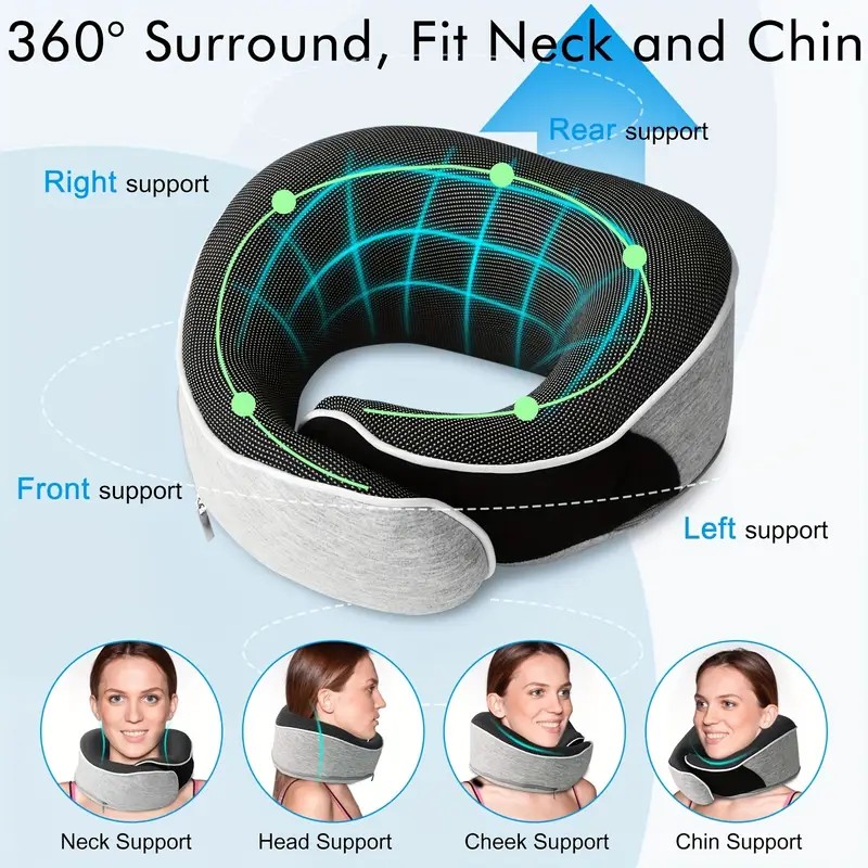 black Snail Airplane Neck Pillow – Travel pillow with soft supportive design, ideal for sleep, cars, trains, the office, and home use. Includes a washable — image 3