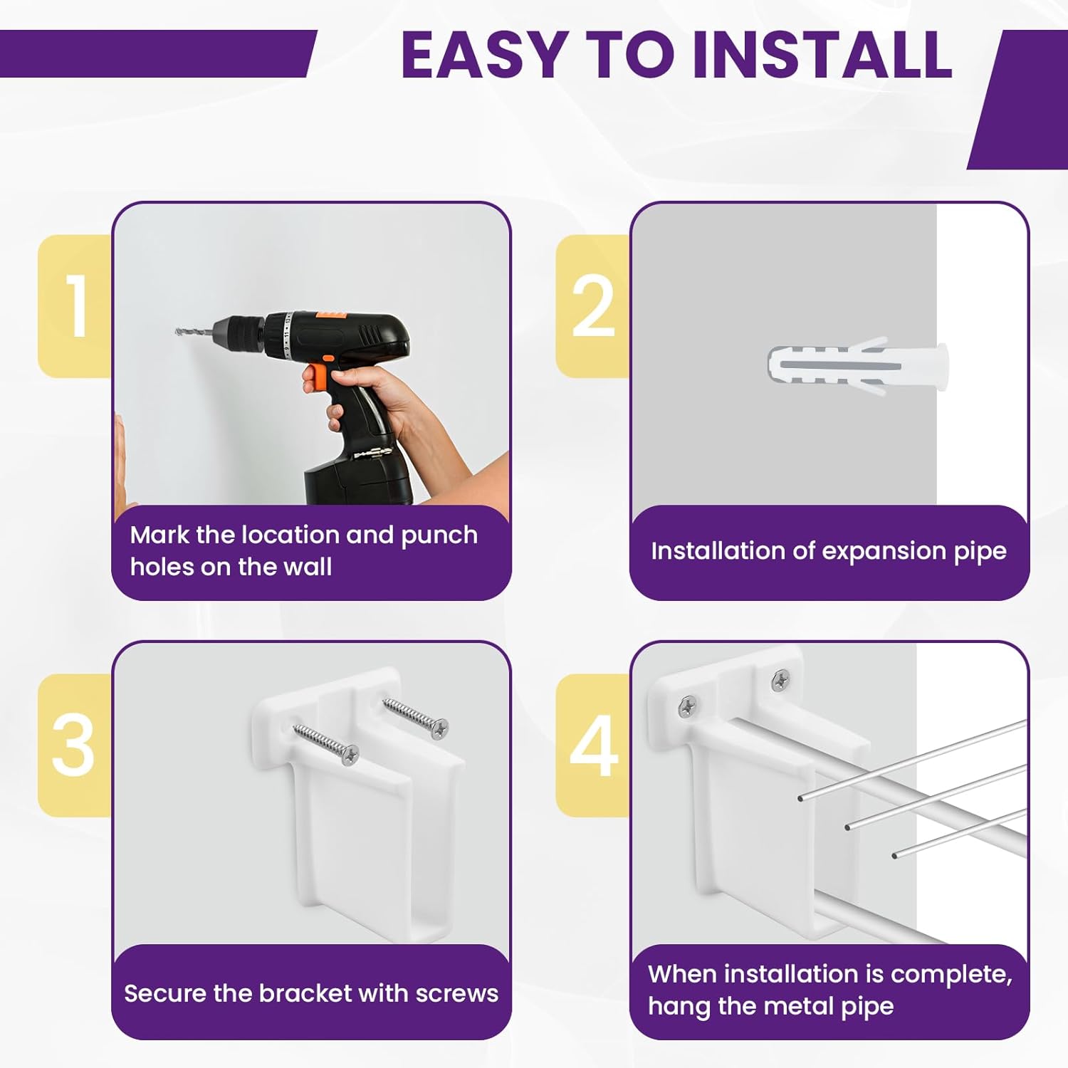 8 Pcs Wire Shelf End Bracket, White Wall Mount Closet Shelves Brackets, Wire Shelf Corner Support Bracket with Screws & Expansion Anchors for Shelves Closet โ image 5