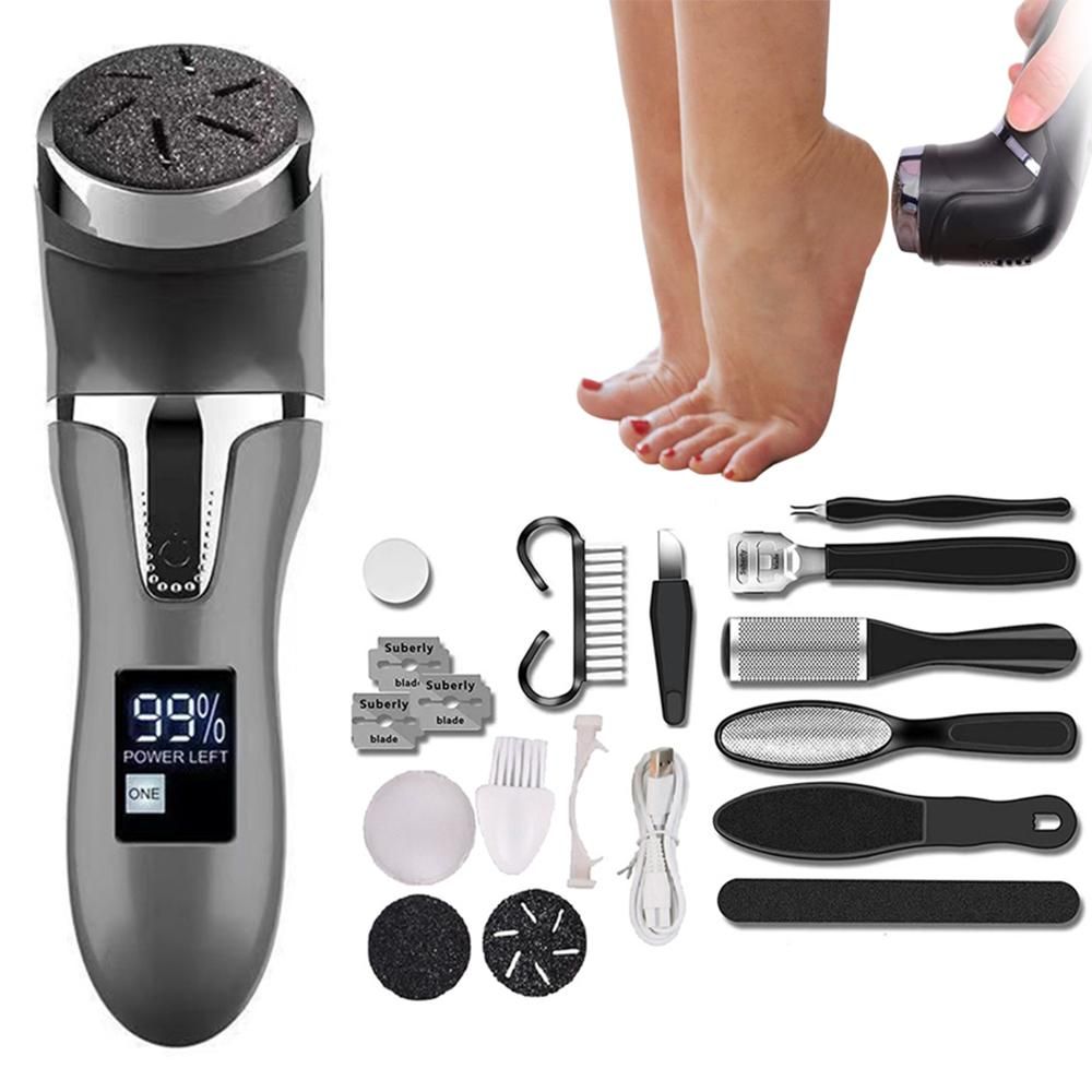 Electric Callus Remover for Feet Water-resistant 2 Speeds Pedicure Kit -Black and 12pcs kit