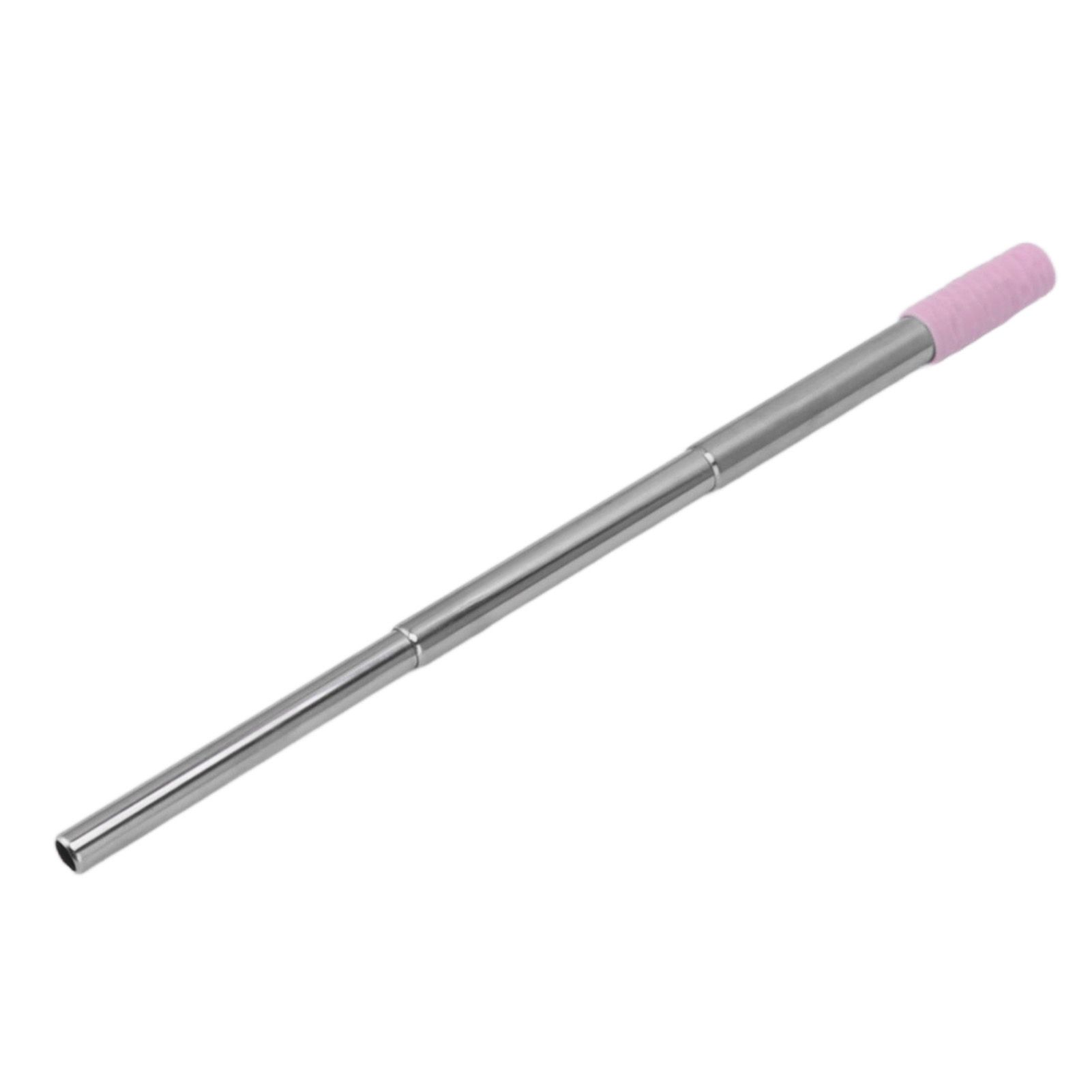 Collapsible Stainless Steel Drinking Straw Reusable Metal Straw with Cleaning Brush for Travel Work Purple — image 2