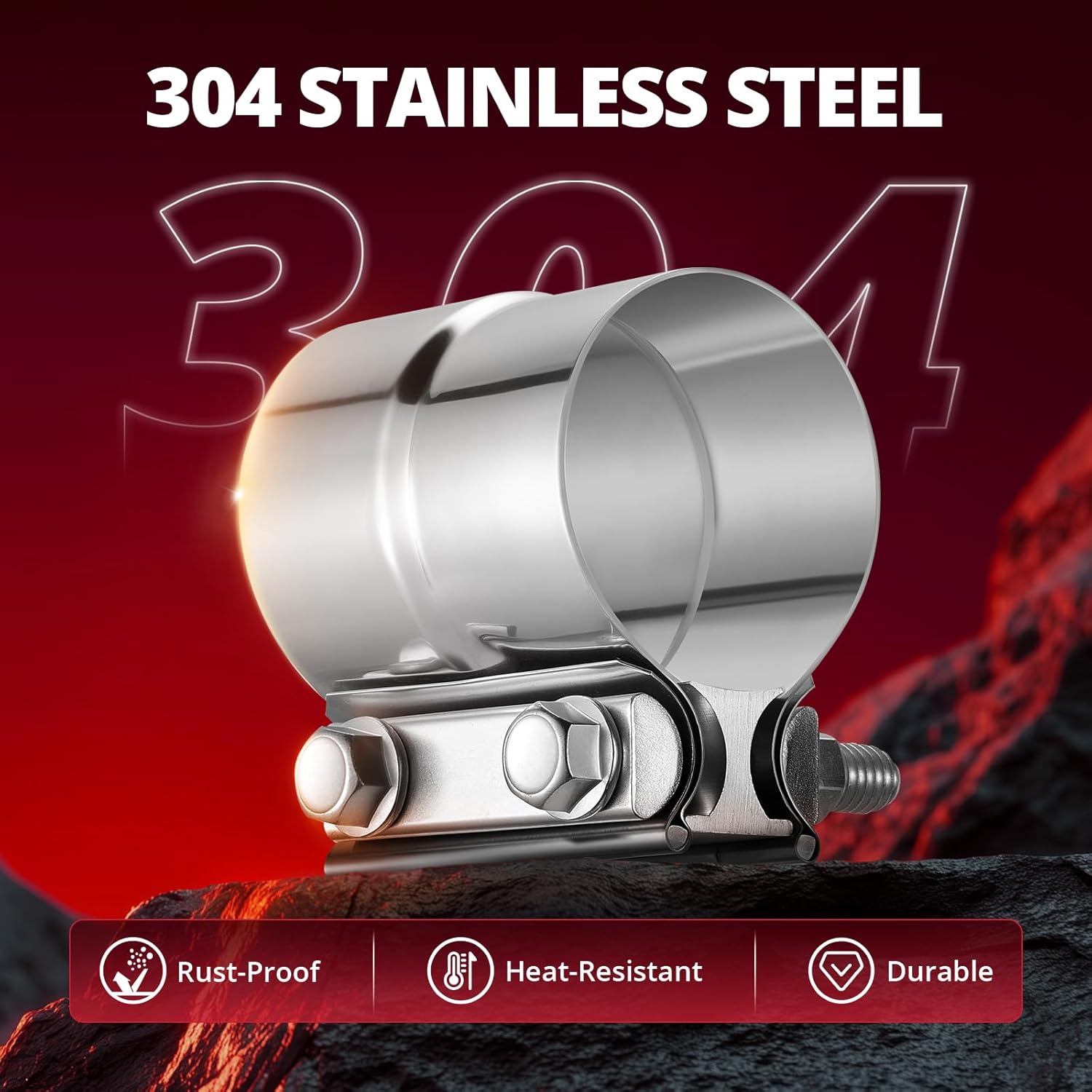 2.5'' Exhaust Clamp, Lap Joint Band Clamp Stainless Steel for Pipes, Mufflers, Catalytic Converters (1PCS, 2.5 inch) ā image 4