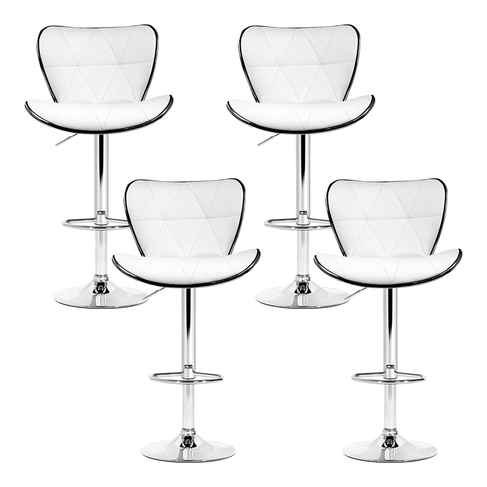 Artiss 4x Bar Stools Gas Lift Leather Seat White — image 3