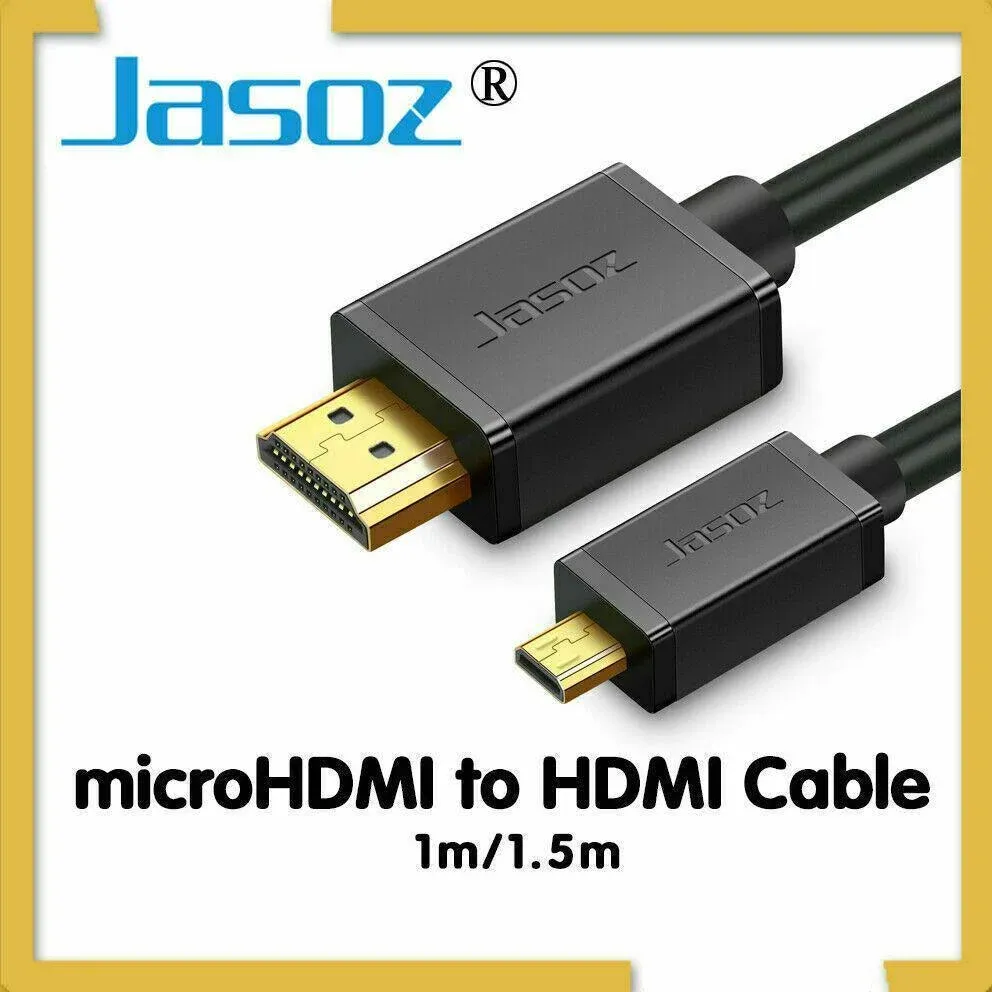 Micro HDMI to HDMI Cable Type D Male Jasoz Gold Plated Full HD 1080P Digital - 1.5 m — image 2