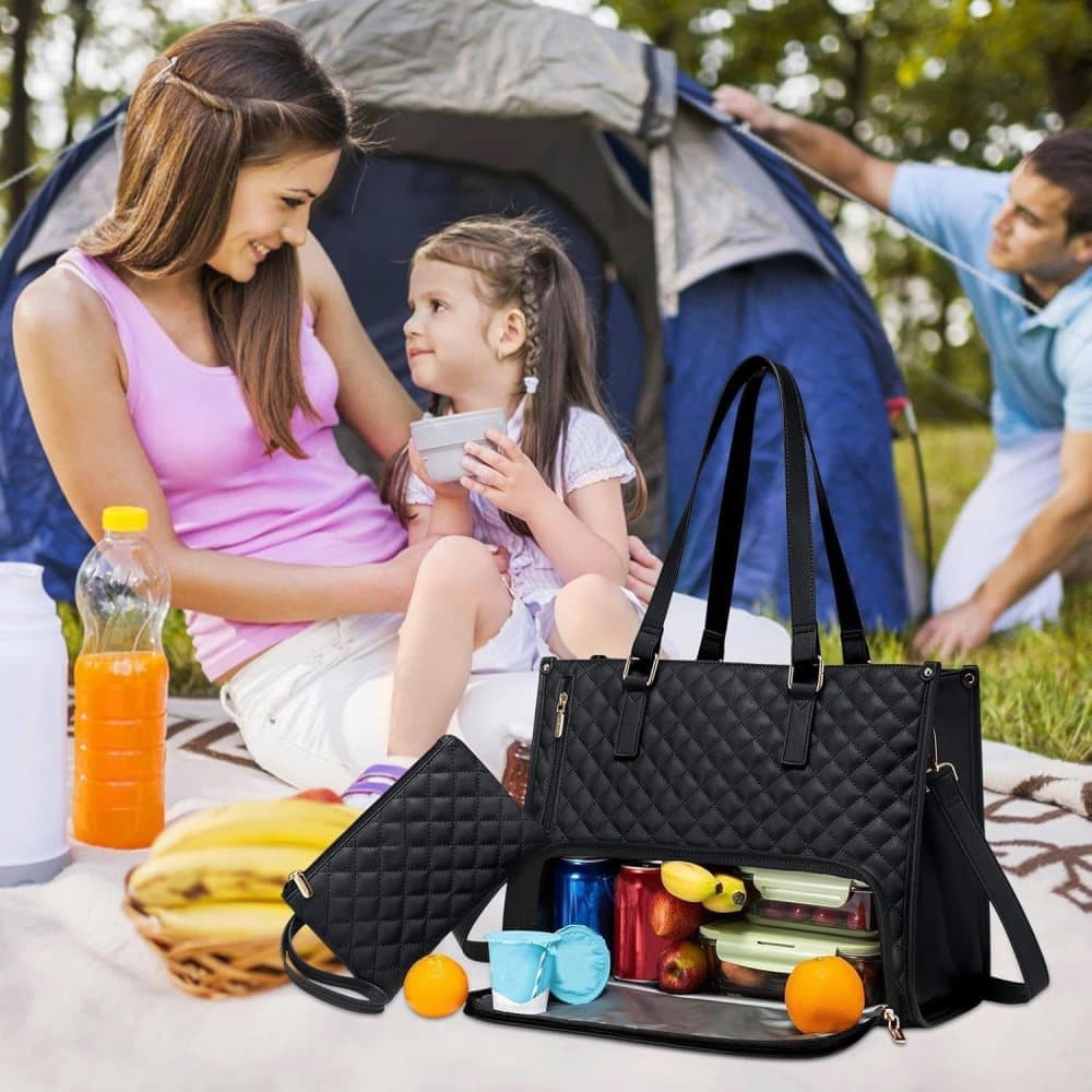 2-in-1 Insulated Leak-Proof Cooler Laptop Handbag and Lunch Bag, 15.6 inch, Light Brown โ image 5