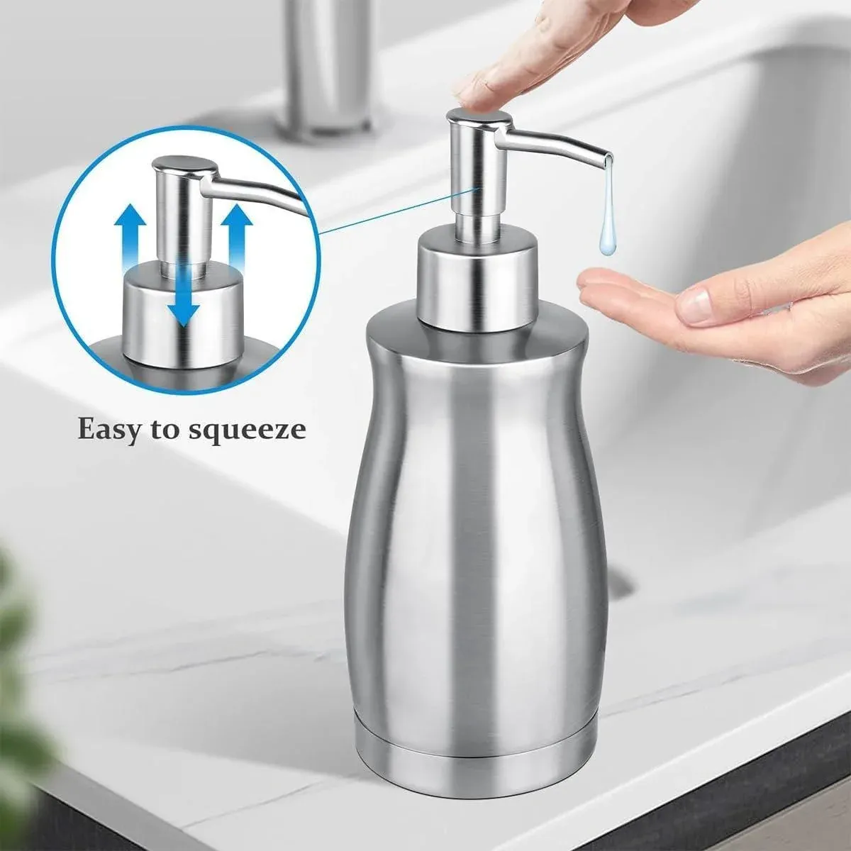 304 Household Stainless Steel Liquid Soap Lotion Shampoo Dispenser Bottle 400ML โ image 5