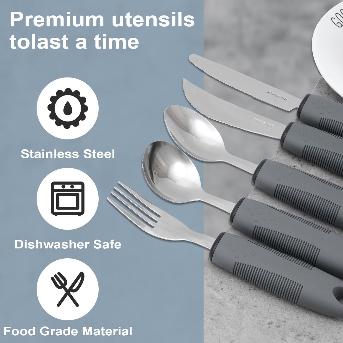 Adaptive Utensils, Weighted Utensils for Hand Tremors, Utensils for Parkinsons Patients,Elderly,Arthritis,Weak Hand Grip,Tremors & Handicapped. Stainless Steel โ image 3