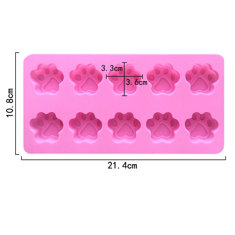 Silicone Ice Tray Mini Animal Dog Cat Paw Print Cupcake Muffin Baking Cup Mold, Ice Cube Chocolate Soap Candle Tray Pink — image 5