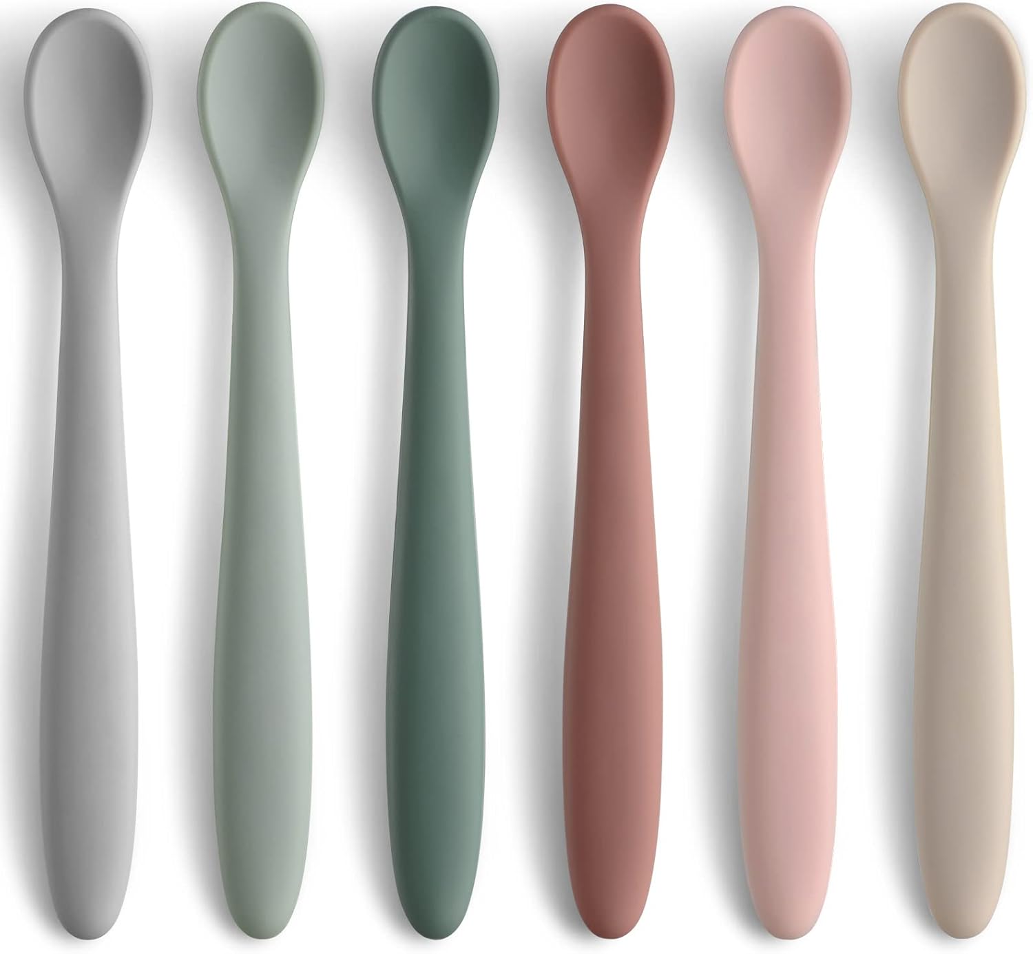 6-Piece Silicone Baby Feeding Spoons, First Stage Infant Soft-Tip Easy on Gums I Training Spoon | Utensils Supplies, Dishwasher & Boil-proof