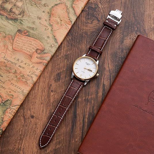 Watch Band with Deployment Clasp - Alligator Grain Leather Watch Strap 20mm - Choose of Color & Width โ image 4