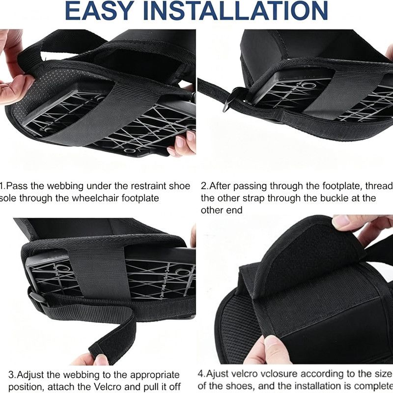 2PCS Wheelchair Shoe Holders, Oxford Wheelchair Anti-Fall Restraint Shoes Support with Fixed Straps for Elderly Patient Recovery โ image 4