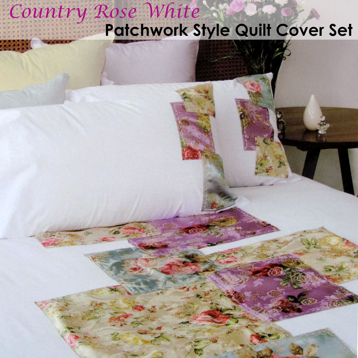 Accessorize Country Rose White Quilt Cover Set Queen β image 2