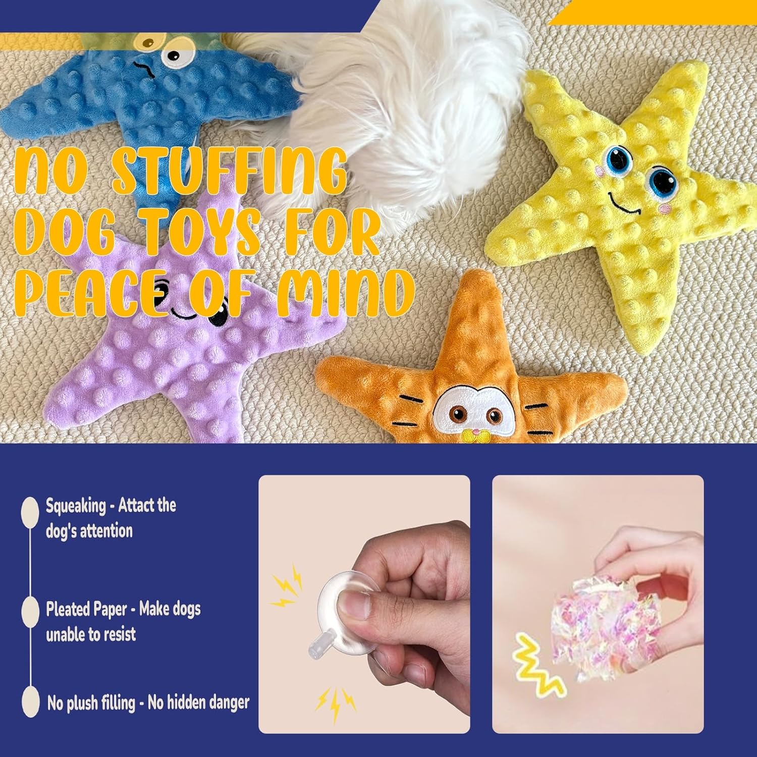 Unfilled dog toy - squeaky - small to medium dogs - 4 pcs — image 3
