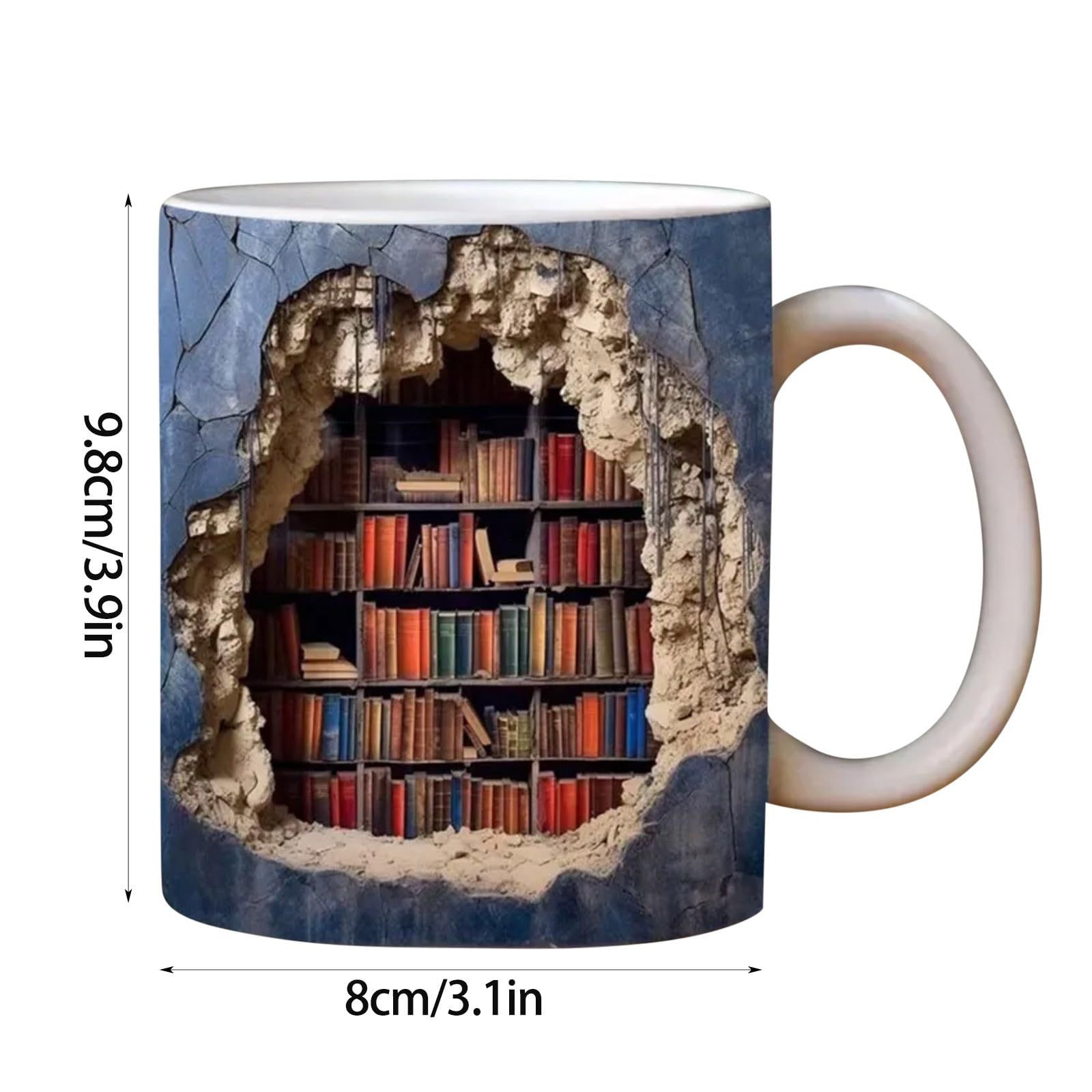 3D Bookshelf Mug - A Library Shelf Cup, Library Bookshelf Mug, Creative Space Design Multi-Purpose Ceramic Mug — image 5