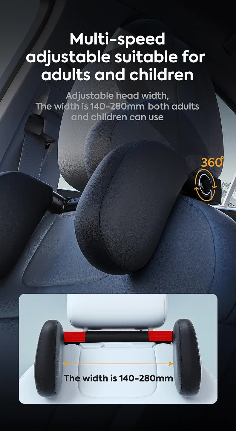 Black Adjustable 3D Memory Foam Car Seat Headrest with Side Support, Universal Neck Pillow for Travel Comfort — image 5
