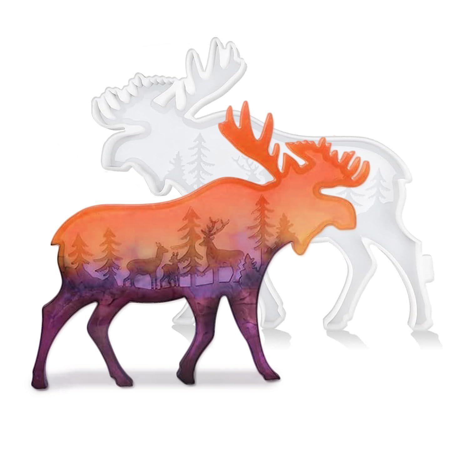 3D Oversize Elk Animal Resin Molds,Large Silicone Mould, Epoxy Resin Molds DIY Resin Casting for Wall Hanging Door Desktop