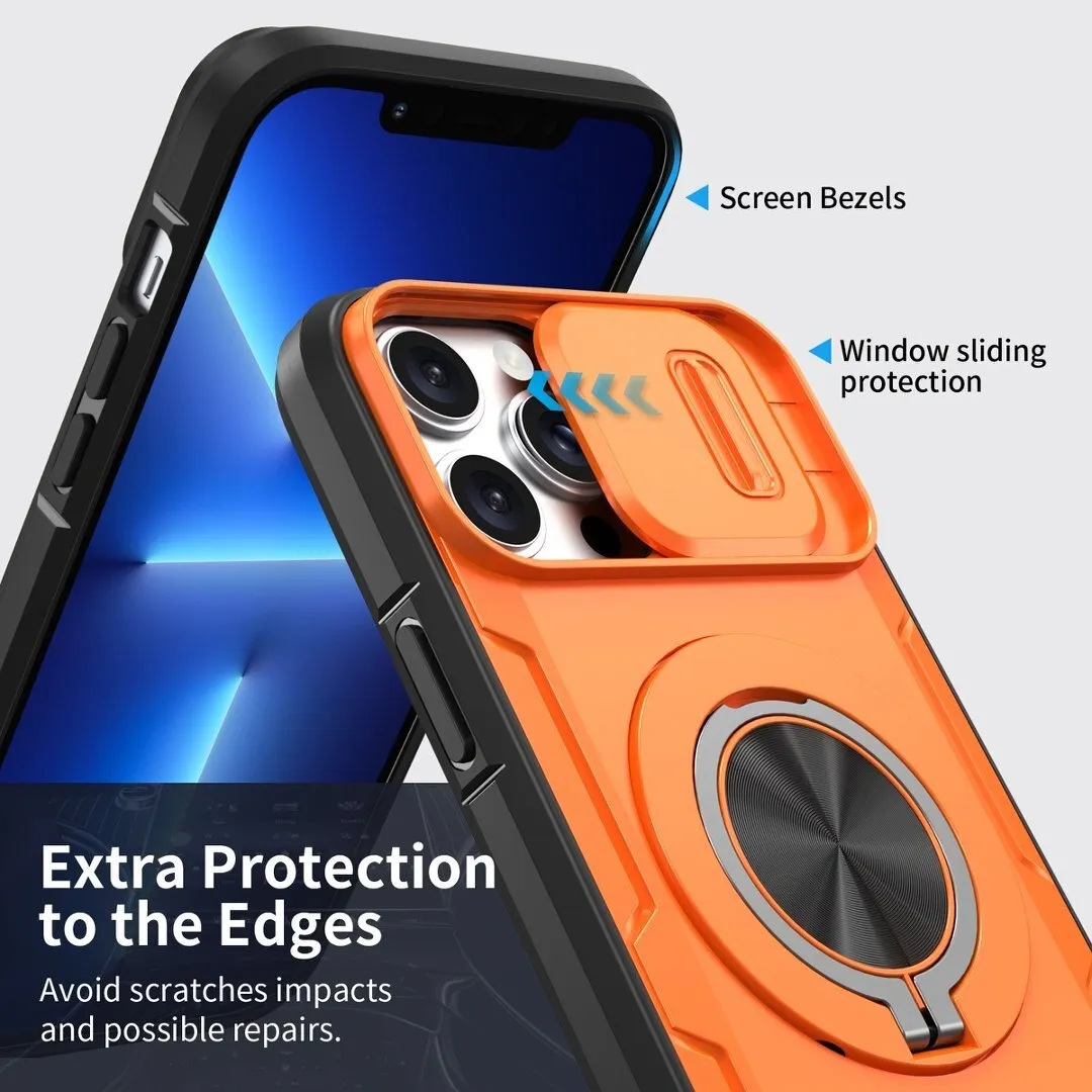2-in-1 Magnetic Sliding Lens Case, Orange for iPhone 12 Pro — image 4