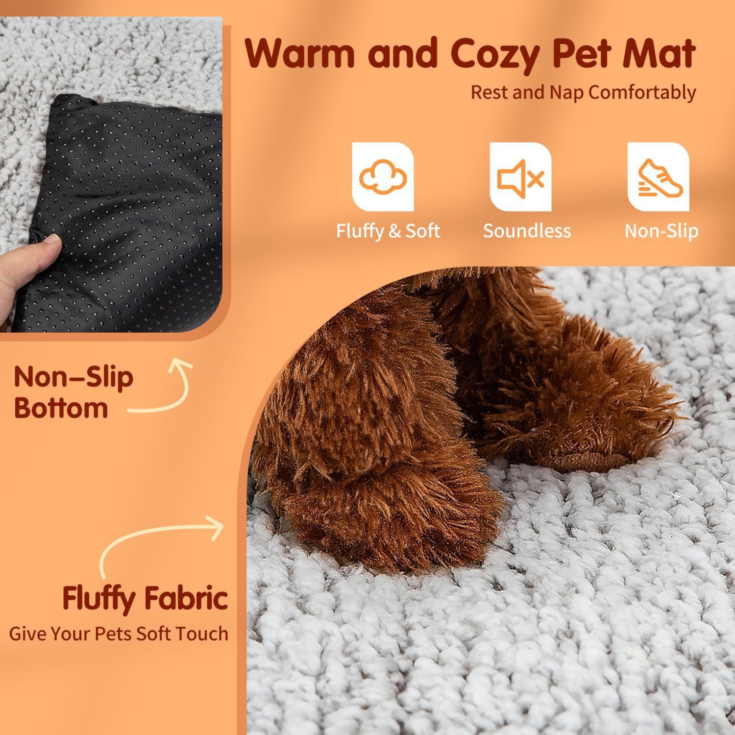 70 × 50 CM Self-Warming Thermal Pet Fluffy Mat with Machine Washable & Removable Zippered Cover - Waterproof Soft Cotton Fleece Bed for Dogs & Cats — image 2