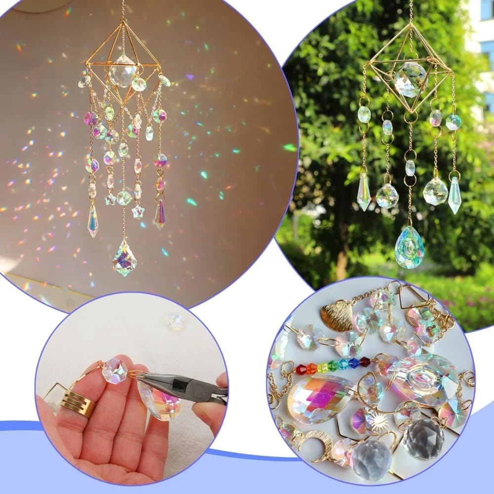 DIY Solar Collector Crystal Wind Chimes Kit 400-pack, Hanging Window Decoration for Home Office and Garden, Compatible with Solar Collectors — image 4