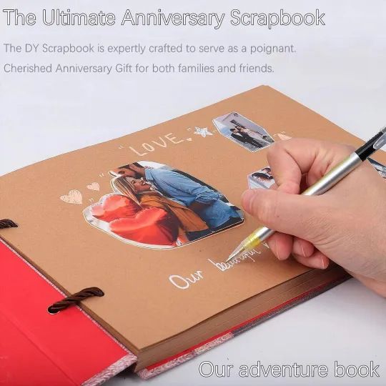 Scrapbook Photo Album,Our Adventure Book Scrapbook, Embossed Words Hard Cover Movie Up Travel Scrapbook for Anniversary โ image 5