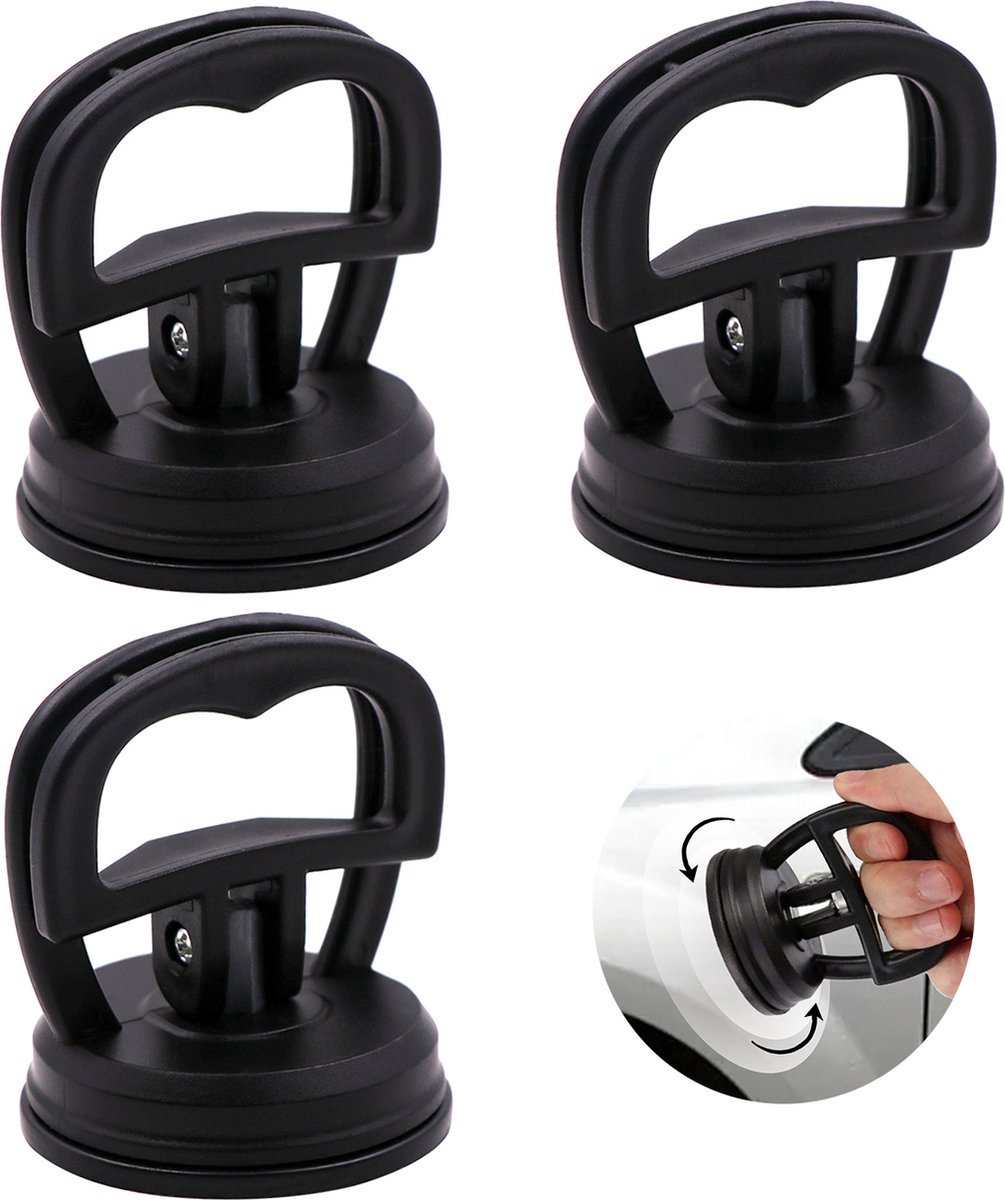 Mini Car Dent Remover - 3 Pieces - Dent Removal Station - Suction Cup - Glass Carrier - 5.8cm - Car Dent Puller - Mini Car Dent Puller - Black