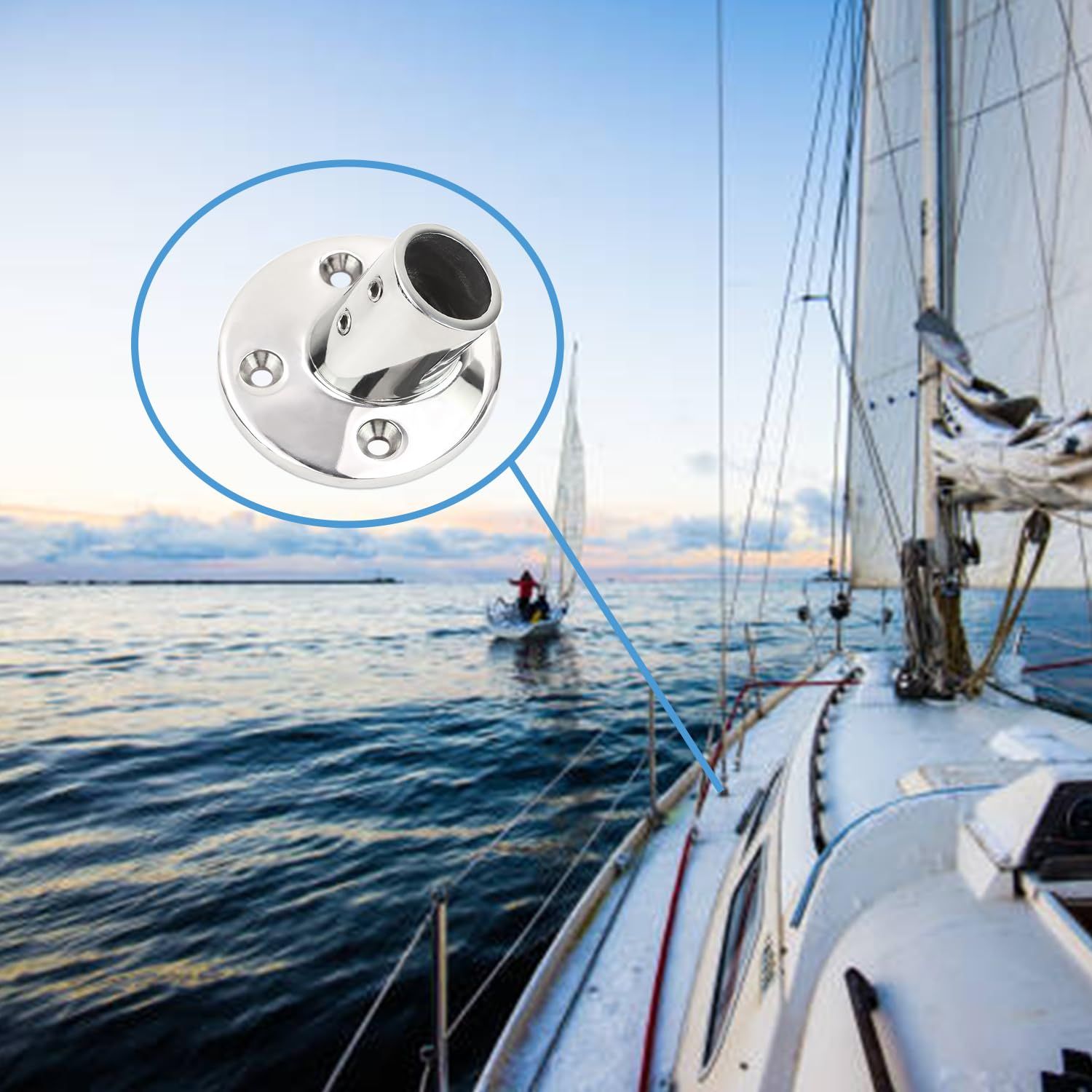 4 pack Boat Hand Rail Fitting Heavy Duty 316 Marine Round Base with Screws, Hand Rail Fitting Rail Tube Stanchion Base Column Accessories โ image 4