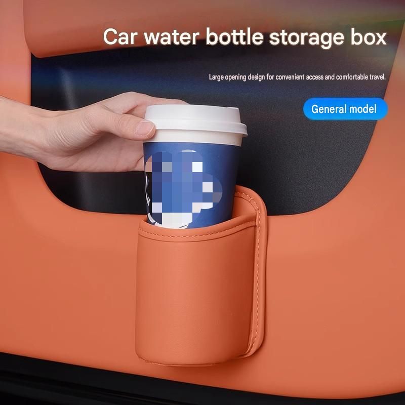 Orange Universal Car Door Cup Holder - PU Leather Hanging Storage Organizer for Seat Back and Console side and Door storage compartment - Multi-Purpose โ image 2