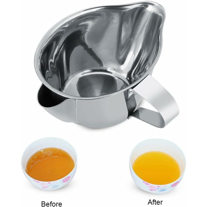 250Ml Gravy Boat Fat Separator, Stainless Steel Grease Bowl Soup Oil Filter, Kitchen Hepler Oil Separator For Grease — image 2