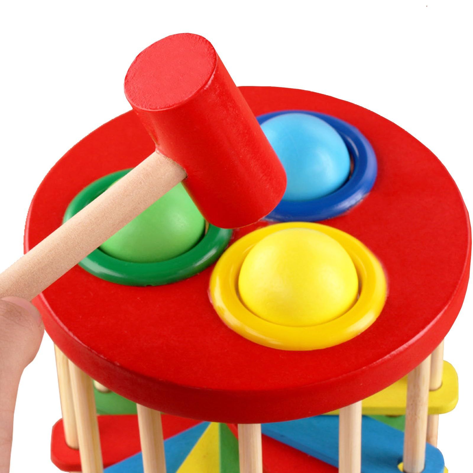Wooden Ball Drop Toy Kids Pounding Bench Hammer Pound Roll Ramp Toys Children Educational Montessori Gift for Kids Babies โ image 4