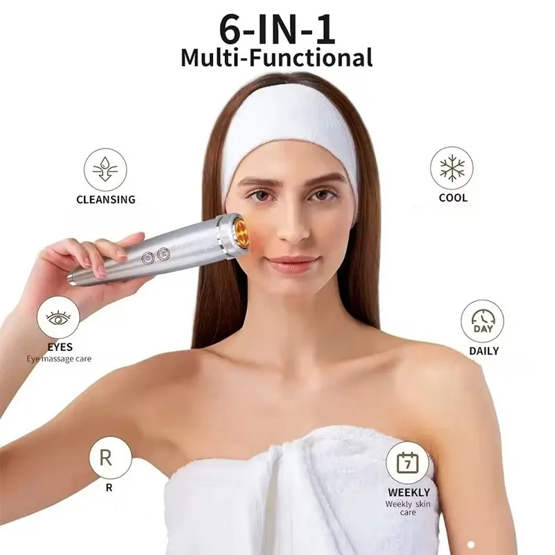 6-in-1 Beauty Device with Hot & Cold Therapy, Red/Blue Light, 3 Intensity Levels & Magnetic Dock. Deep cleansing & firming for daily — image 4