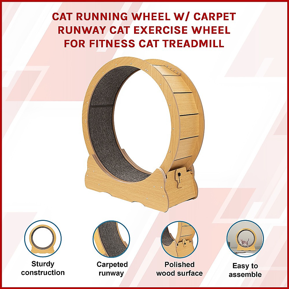 Cat Running Wheel w/ Carpet Runway Cat Exercise Wheel for Fitness Cat Treadmill โ image 3